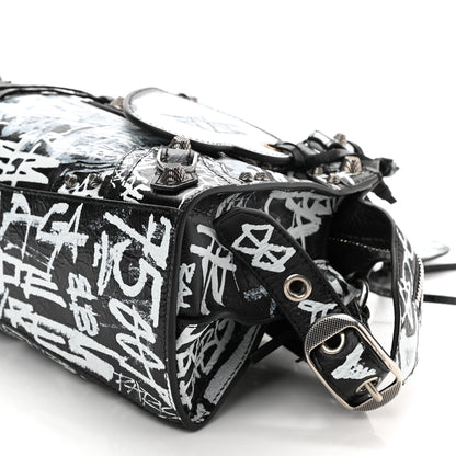 Balenciaga Agneau Arena Graffiti Neo Cagole Handbag XS Black White 8 of 8