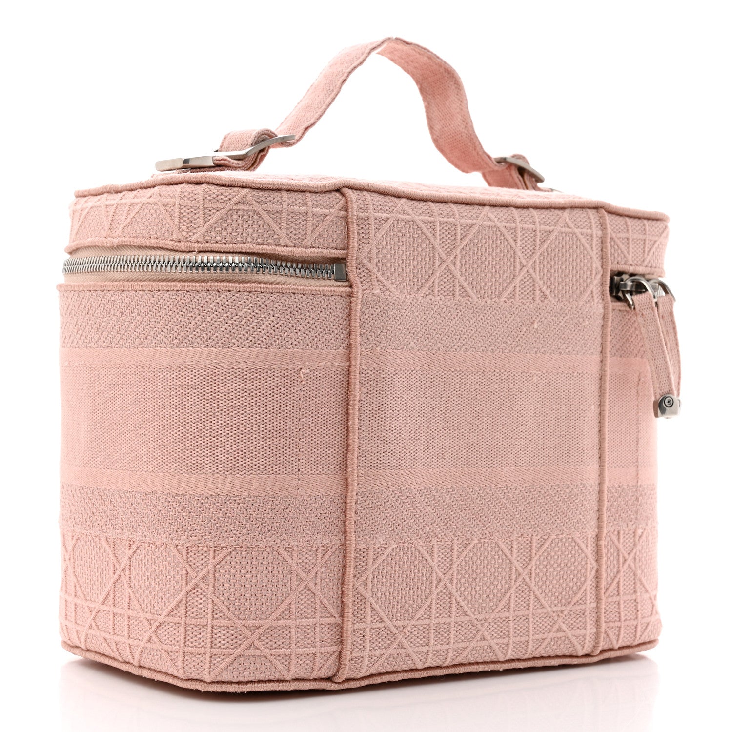 Christian Dior Canvas Embroidered Cannage Diortravel Vanity Case Bois de Rose 2 of 8