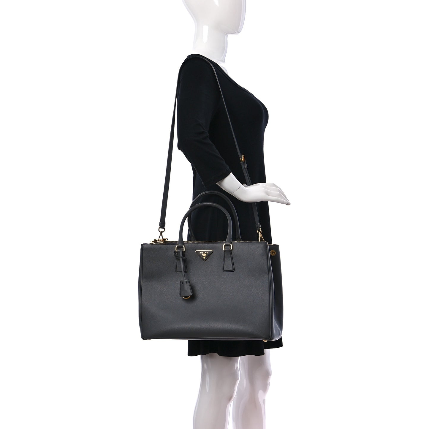 Saffiano Lux Large Galleria Double Zip Tote Mercurio