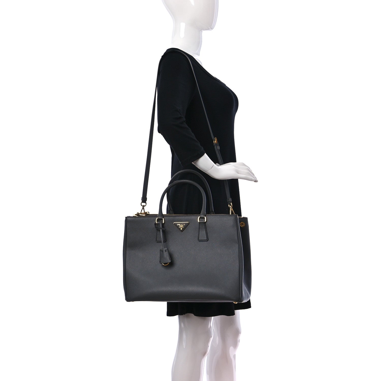Prada Saffiano Lux Large Galleria Double Zip Tote Mercurio 2 of 13