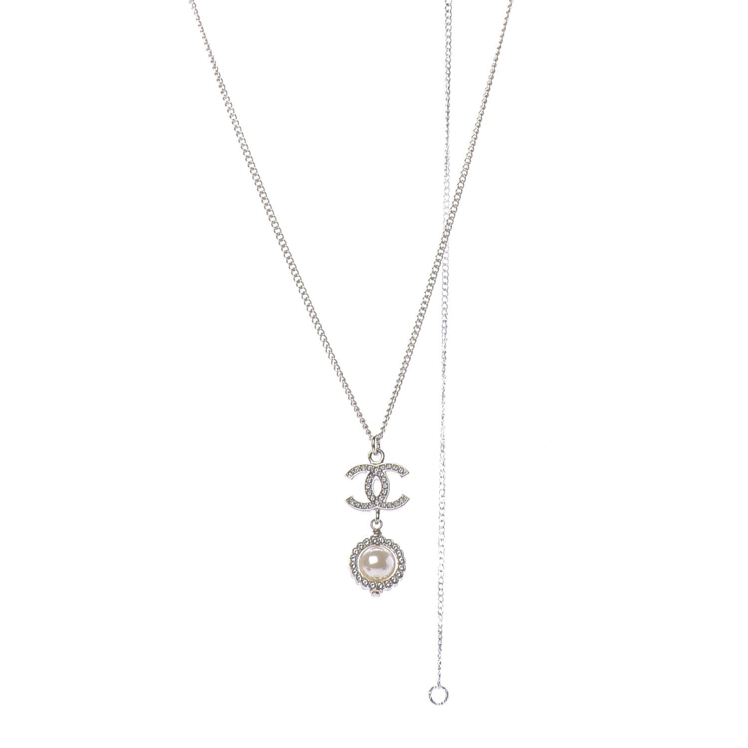Chanel Crystal Pearl CC Lace Camellia Necklace Gold 2 of 7