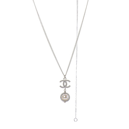 Chanel Crystal Pearl CC Lace Camellia Necklace Gold 2 of 7