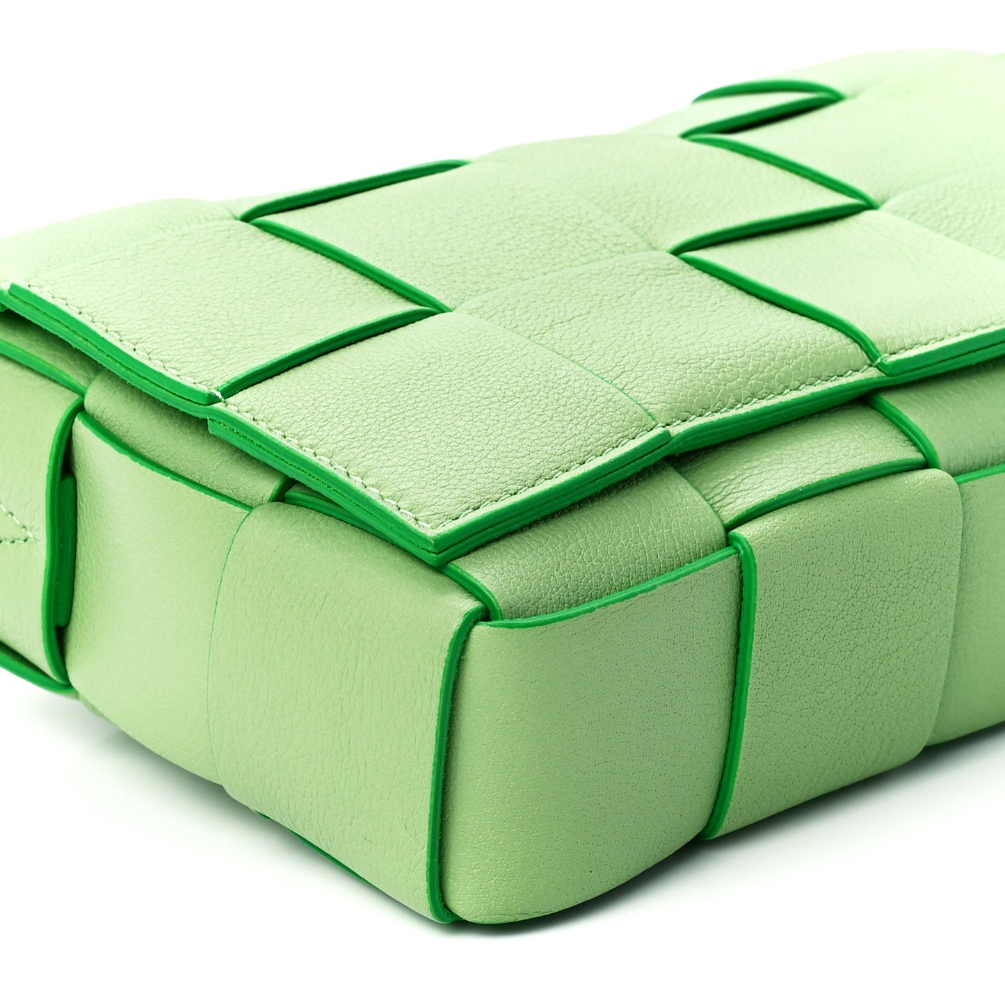 Grained Calfskin Maxi Intrecciato Cassette Crossbody Bag Pistachio