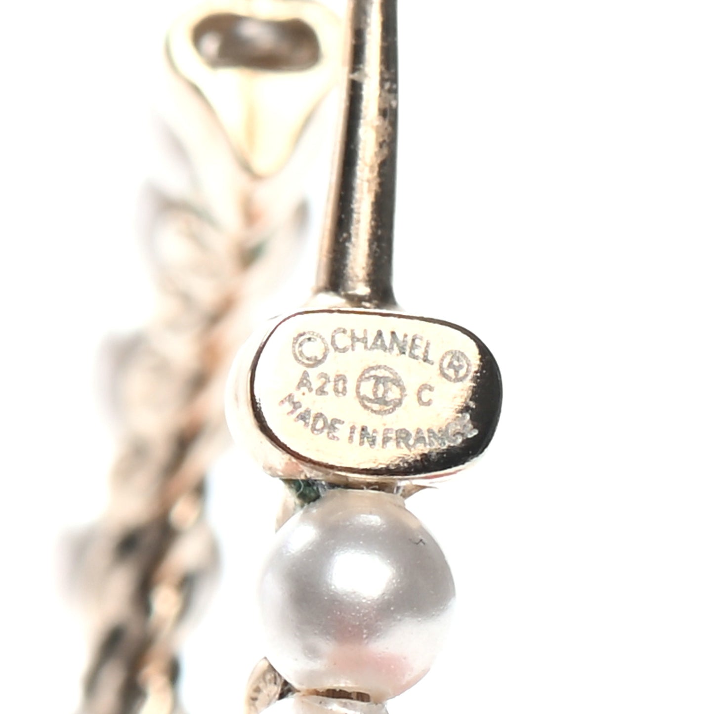Pearl Charms CC Hoop Earrings Gold