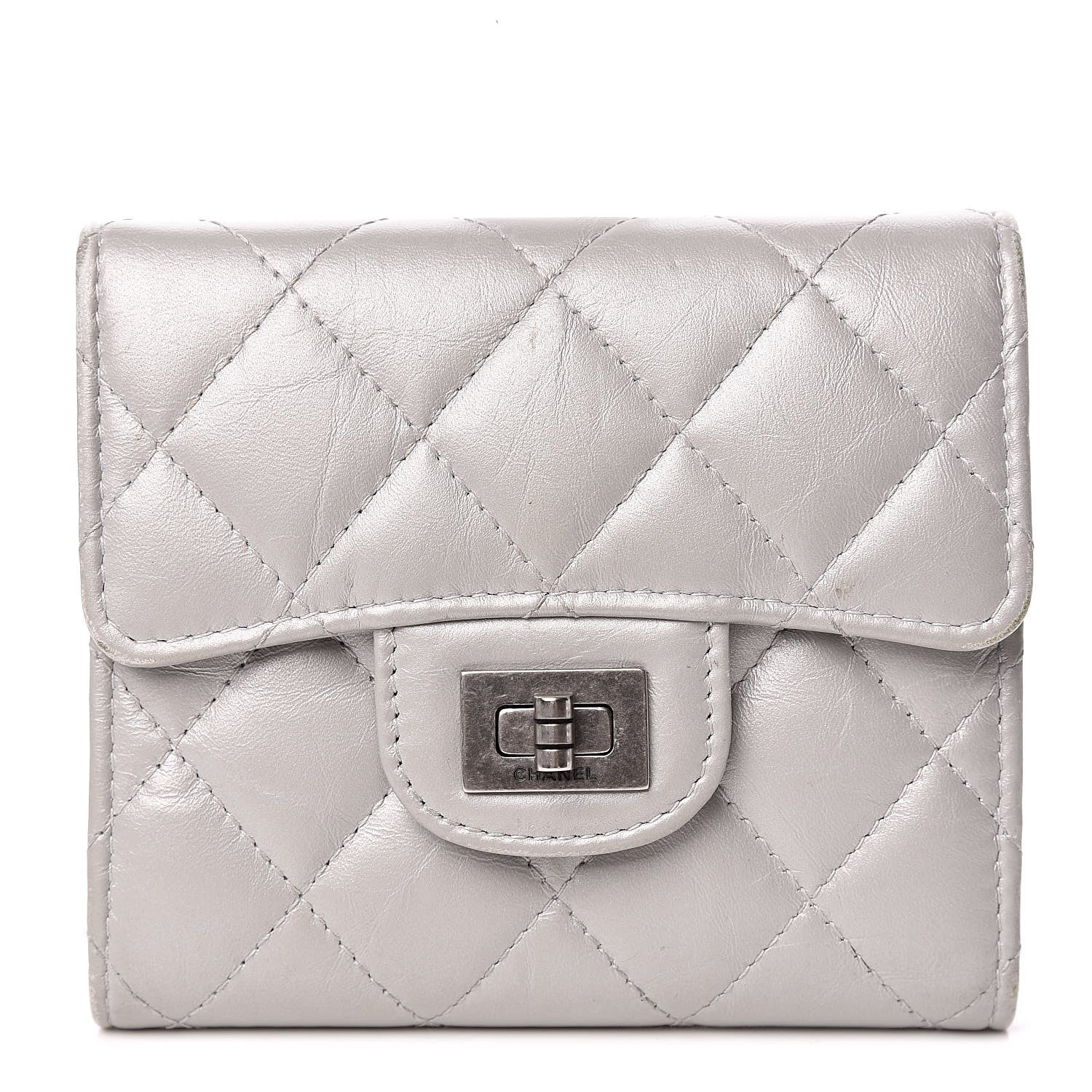 Chanel Aged Calfskin Quilted Reissue Compact Wallet Grey 1 of 13