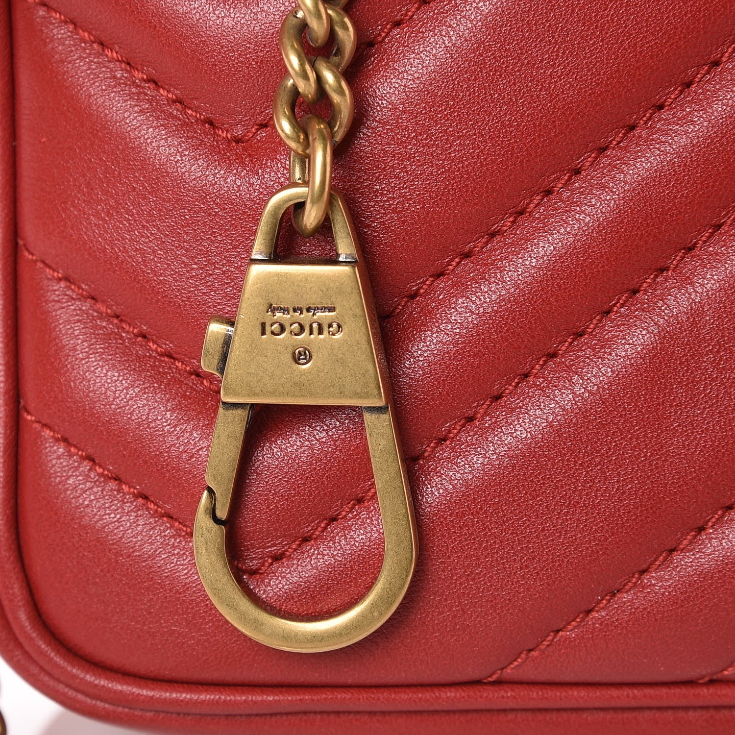 Gucci Calfskin Matelasse Super Mini GG Marmont Shoulder Bag Hibiscus Red 8 of 10