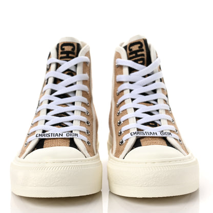 Christian Dior Jute Canvas Embroidered Motif High Top Sneakers 35 Raw Beige 2 of 6