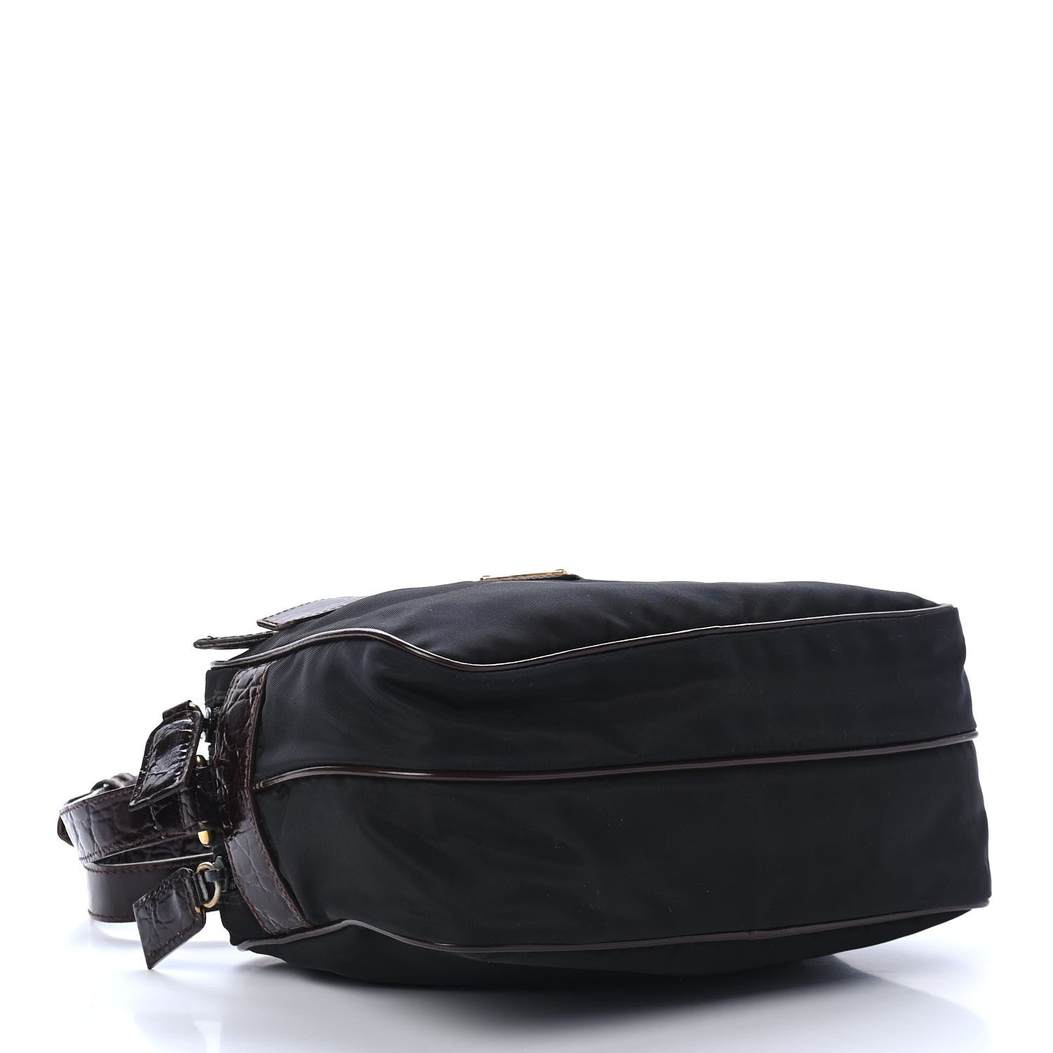 Prada Tessuto Nylon Crocodile Embossed Crossbody Black 3 of 5