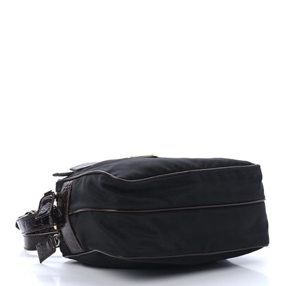 Prada Tessuto Nylon Crocodile Embossed Crossbody Black 3 of 5
