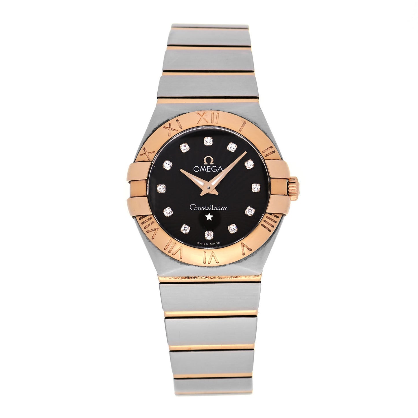 Stainless Steel 18K Red Gold Diamond 27mm Constellation Quartz Watch Brown 123.20.27.60.63.001