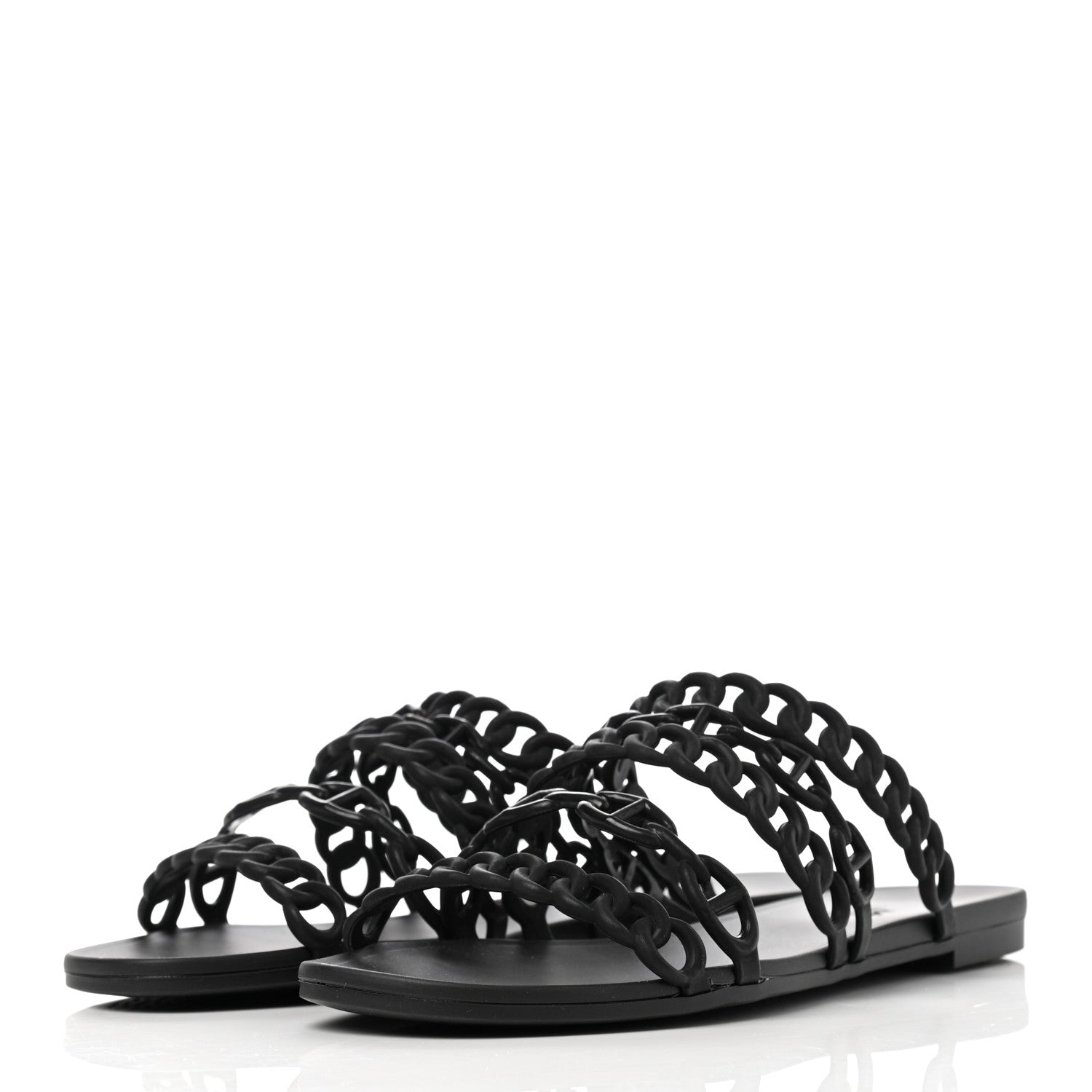 Hermes Rubber Chaine d'Ancre Nude Sandals 39 Black 3 of 7