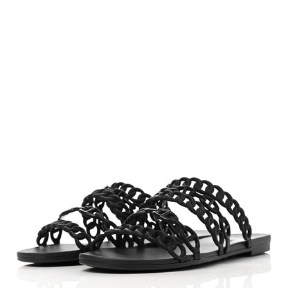 Hermes Rubber Chaine d'Ancre Nude Sandals 39 Black 3 of 7
