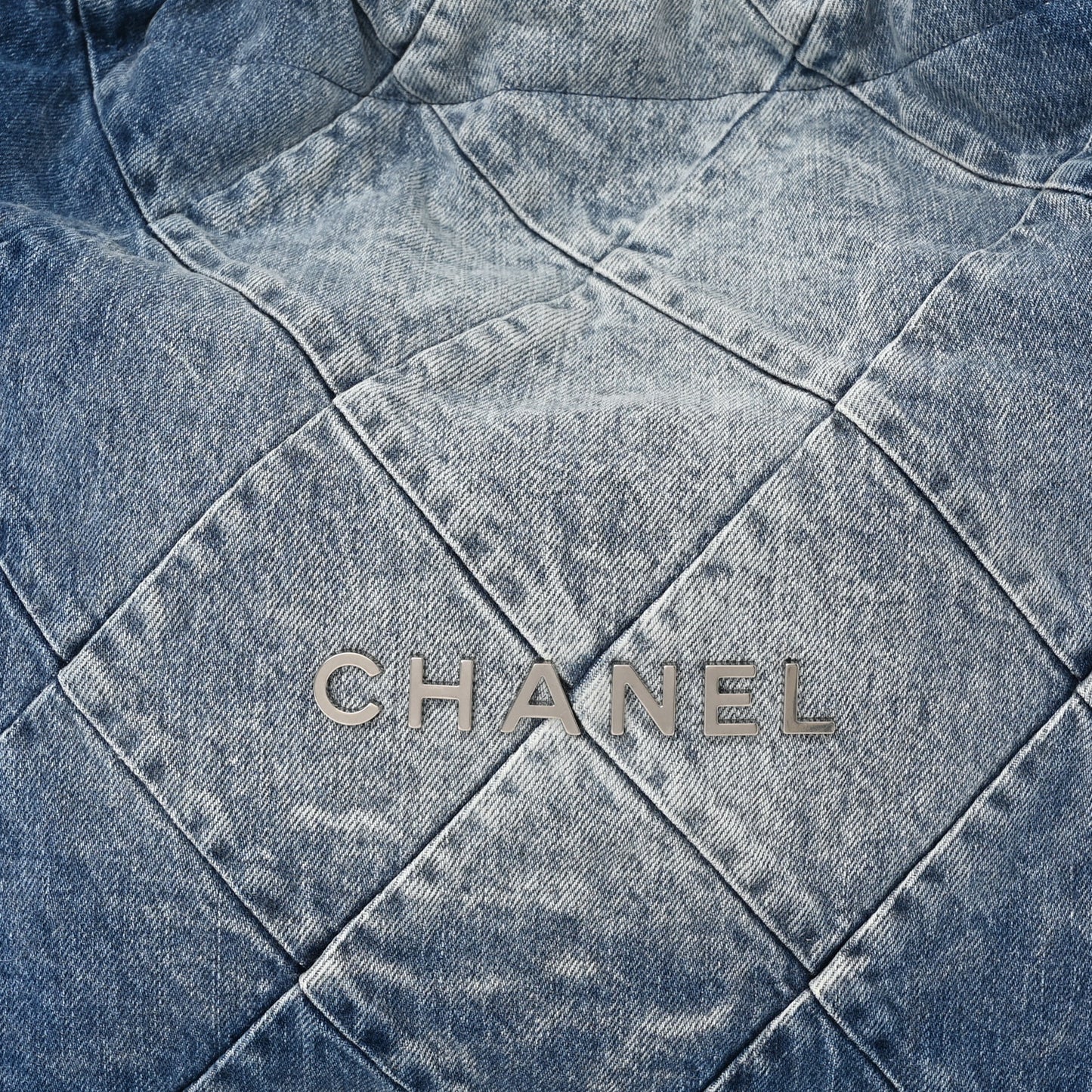 Denim Quilted Chanel 22 Blue