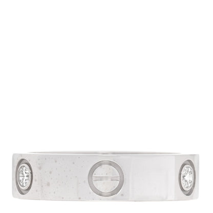 Cartier 18K White Gold 3 Diamond 5.5mm LOVE Ring 58 8.25 3 of 5