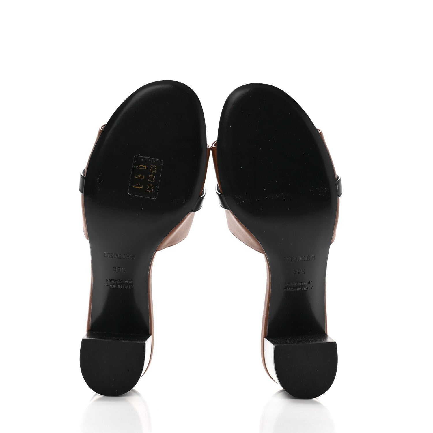 Hermes Calfskin Gigi 50 Sandals 39.5 Gold Black 6 of 9
