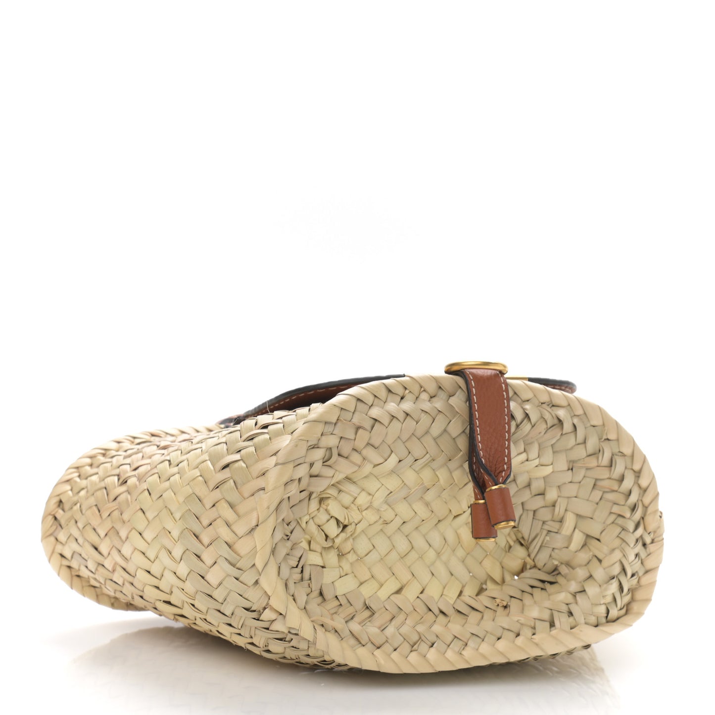 Raffia Small Grain Calfskin Small Marcie Basket Tan