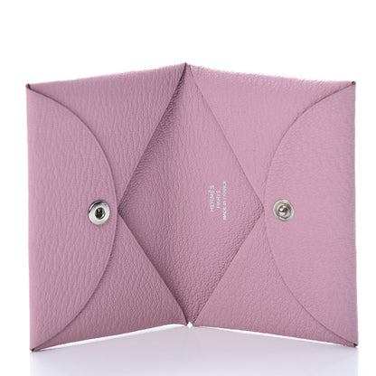 Hermes Chevre Mysore Calvi Card Case Mauve Sylvestre 5 of 8