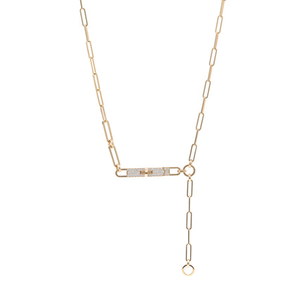 Hermes 18K Yellow Gold Diamond Pave PM Kelly Chaine Lariat Necklace SH 1 of 5