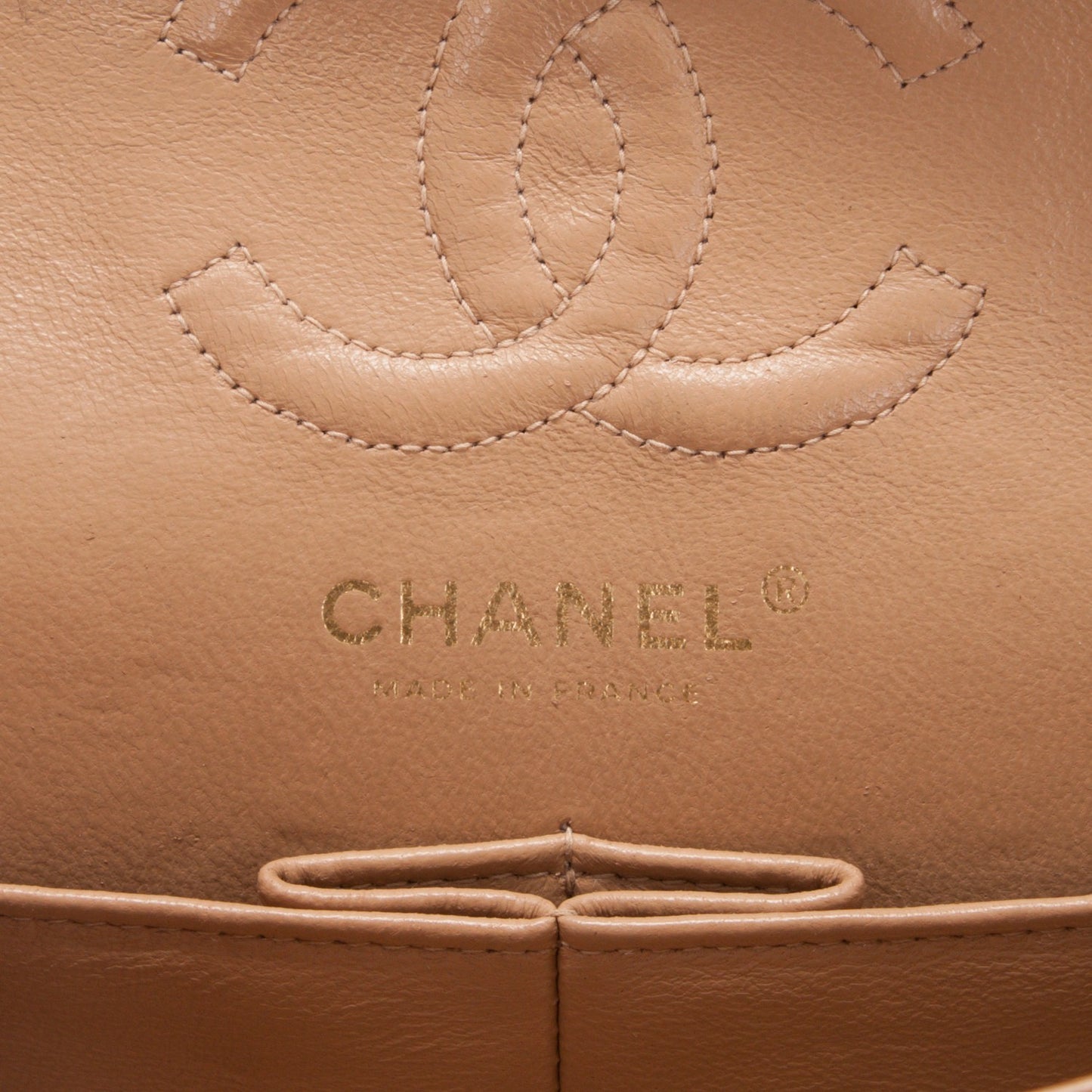 Caviar Quilted Small Double Flap Beige