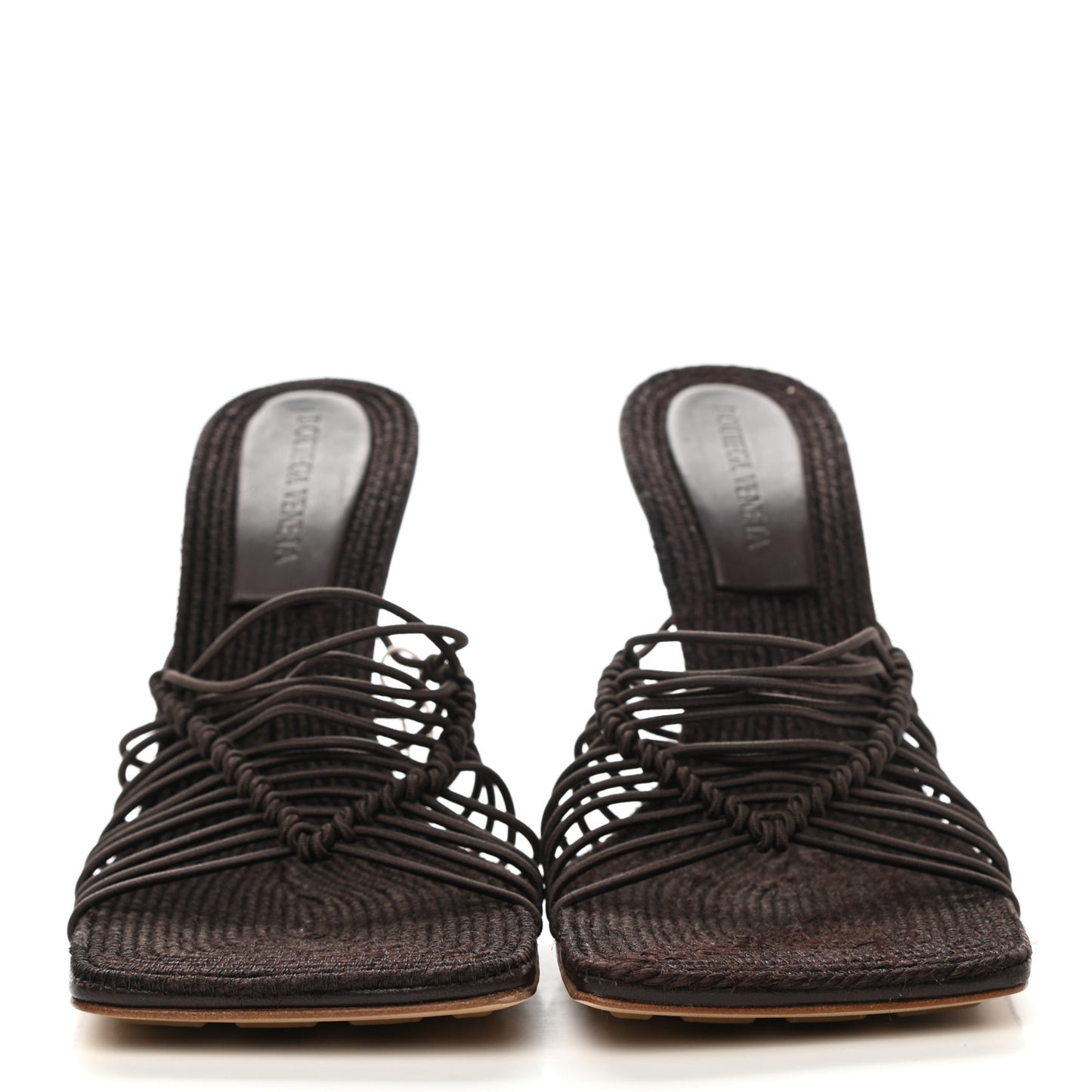 Raffia Elasticized Stretch Mule Sandals 39 Bitter Chocolate