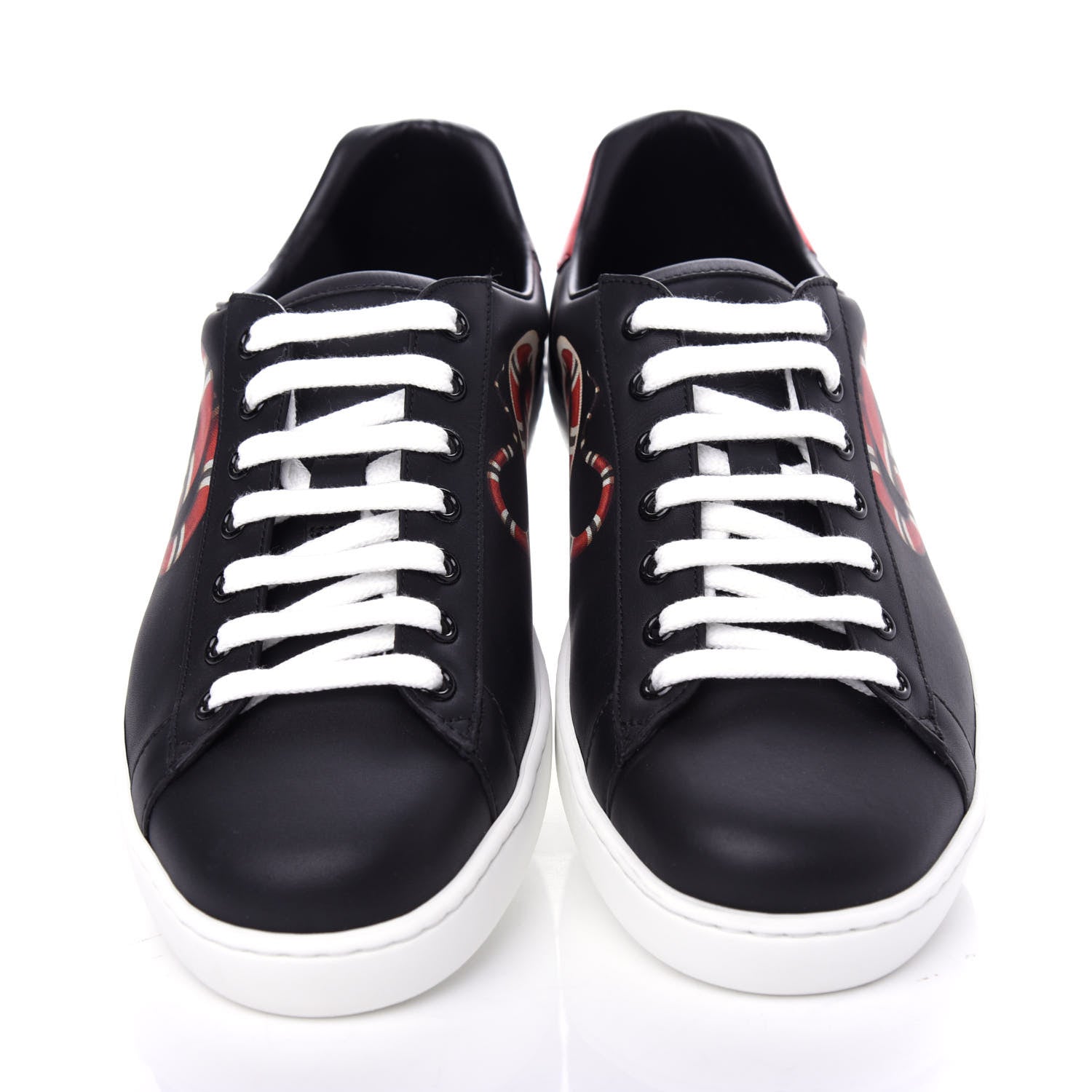 Gucci Calfskin Kingsnake Mens Ace Sneakers 8 Black Multicolor 5 of 11