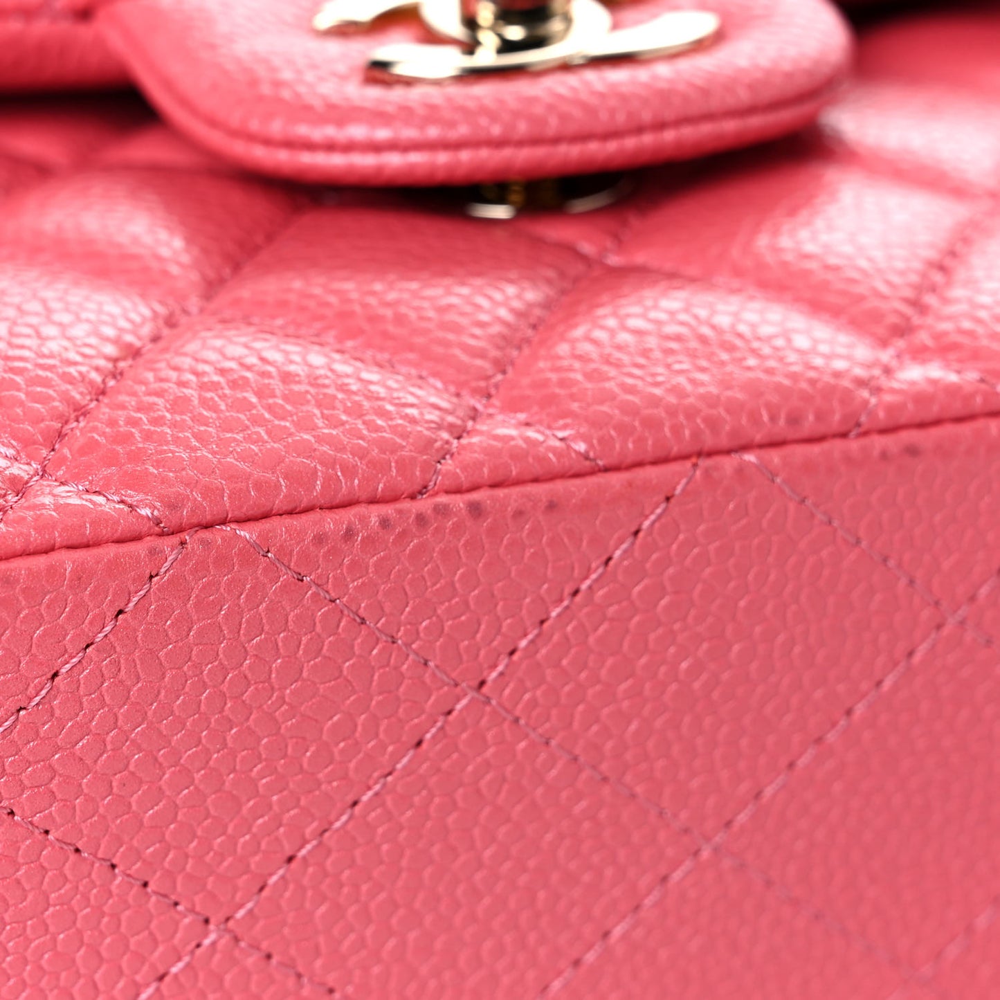 Metallic Caviar Quilted Medium Double Flap Pink