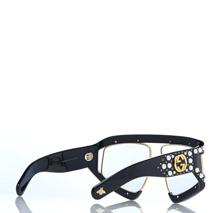 Gucci Acetate Pearl Rectangular Frame Sunglasses GG0234S Black 4 of 8