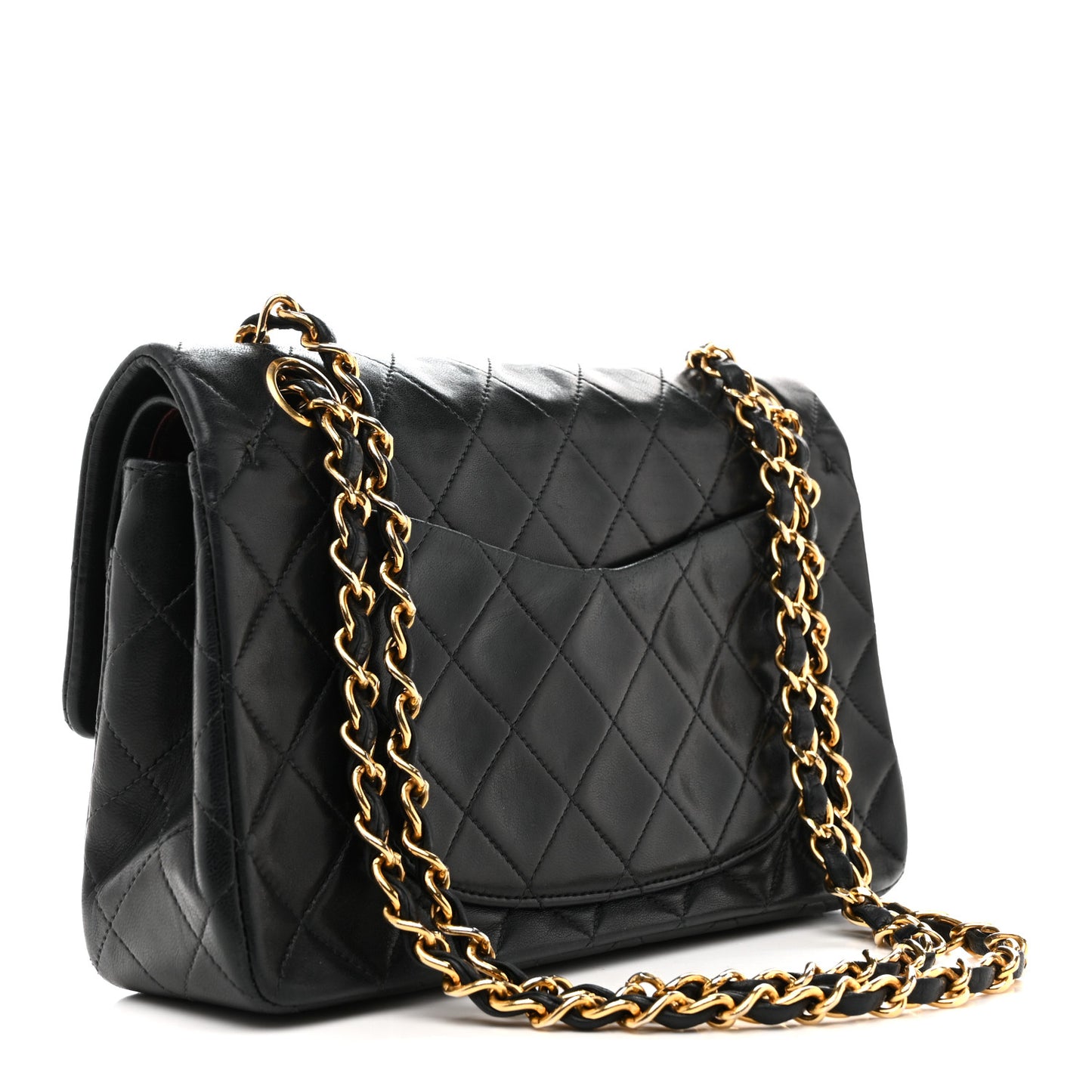 Lambskin Quilted Small Double Flap Black