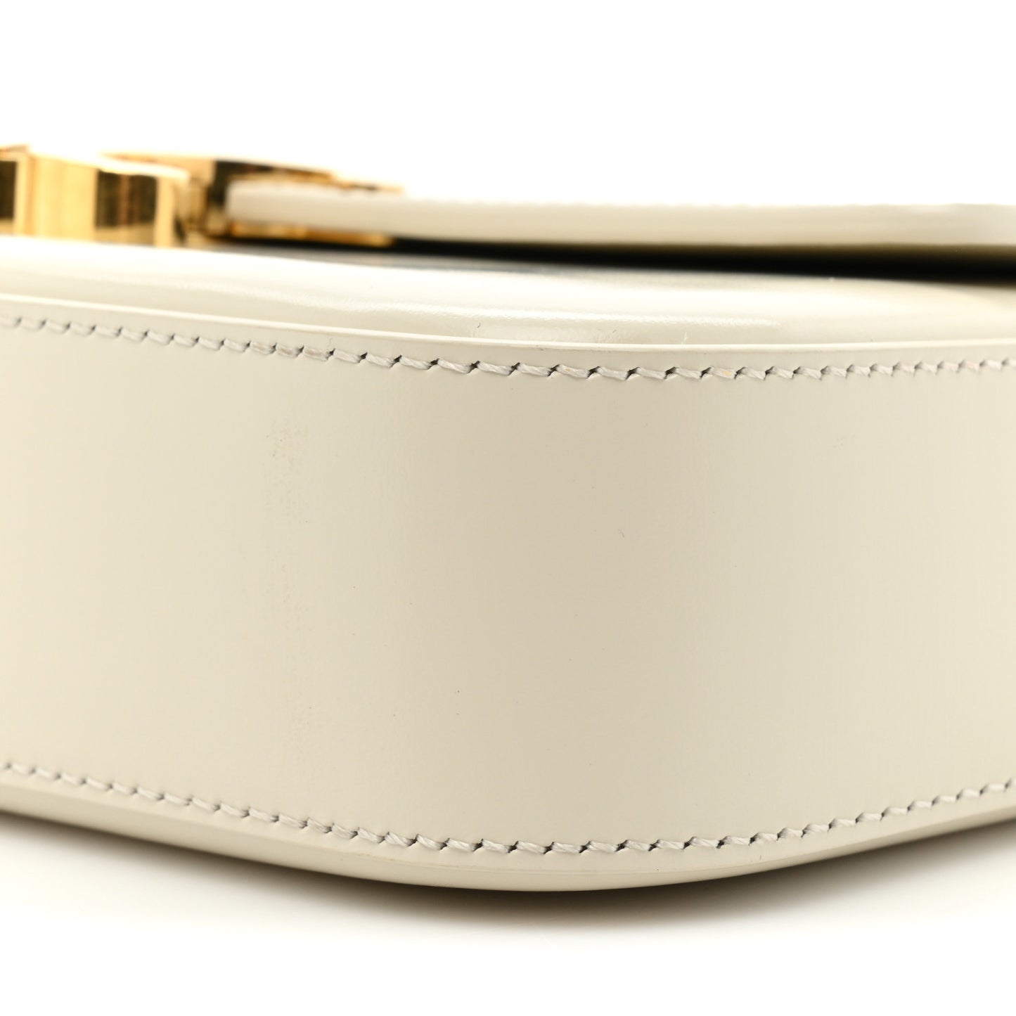 Shiny Calfskin Triomphe Shoulder Bag White