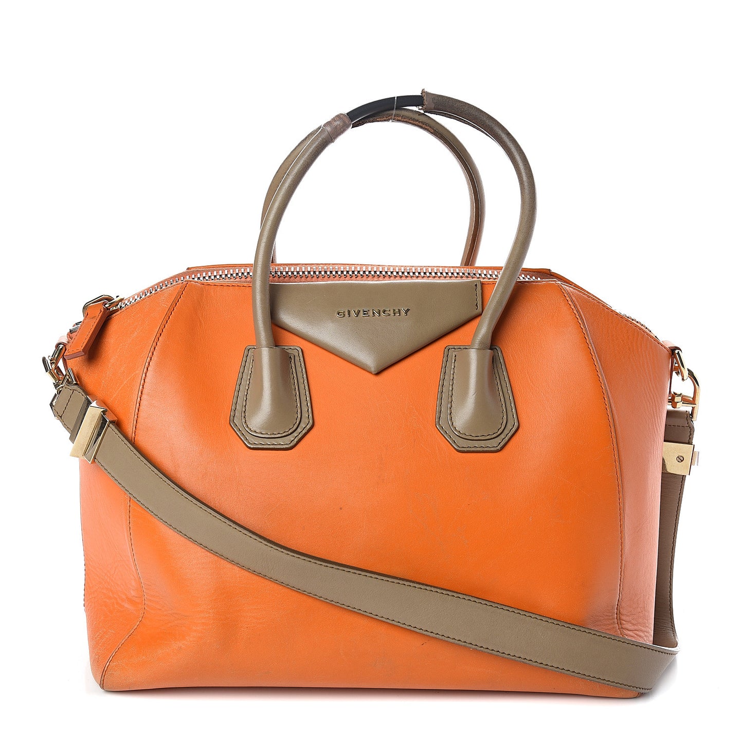 Smooth Calfskin Medium Bi-Color Antigona Orange Beige