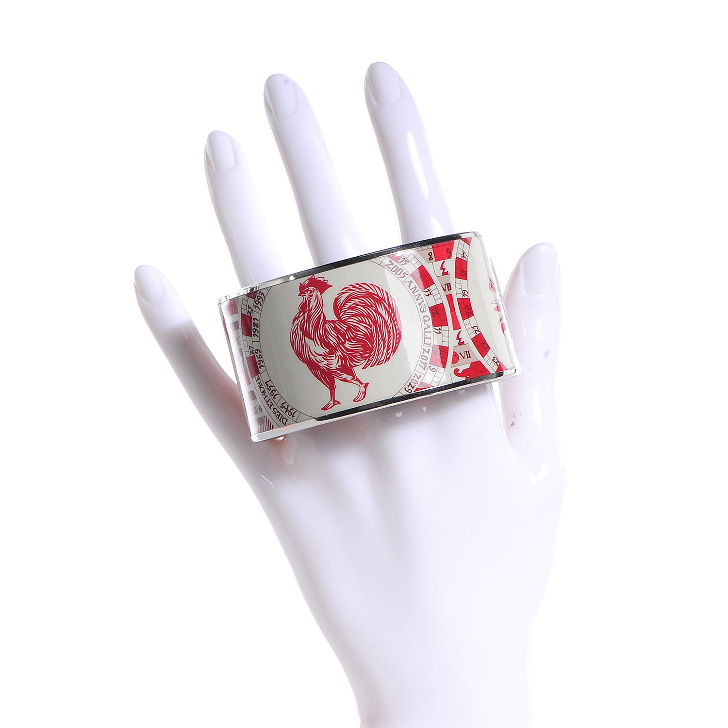 Hermes Enamel Printed Zodiac Extra Wide Bracelet 70 Red 2 of 6