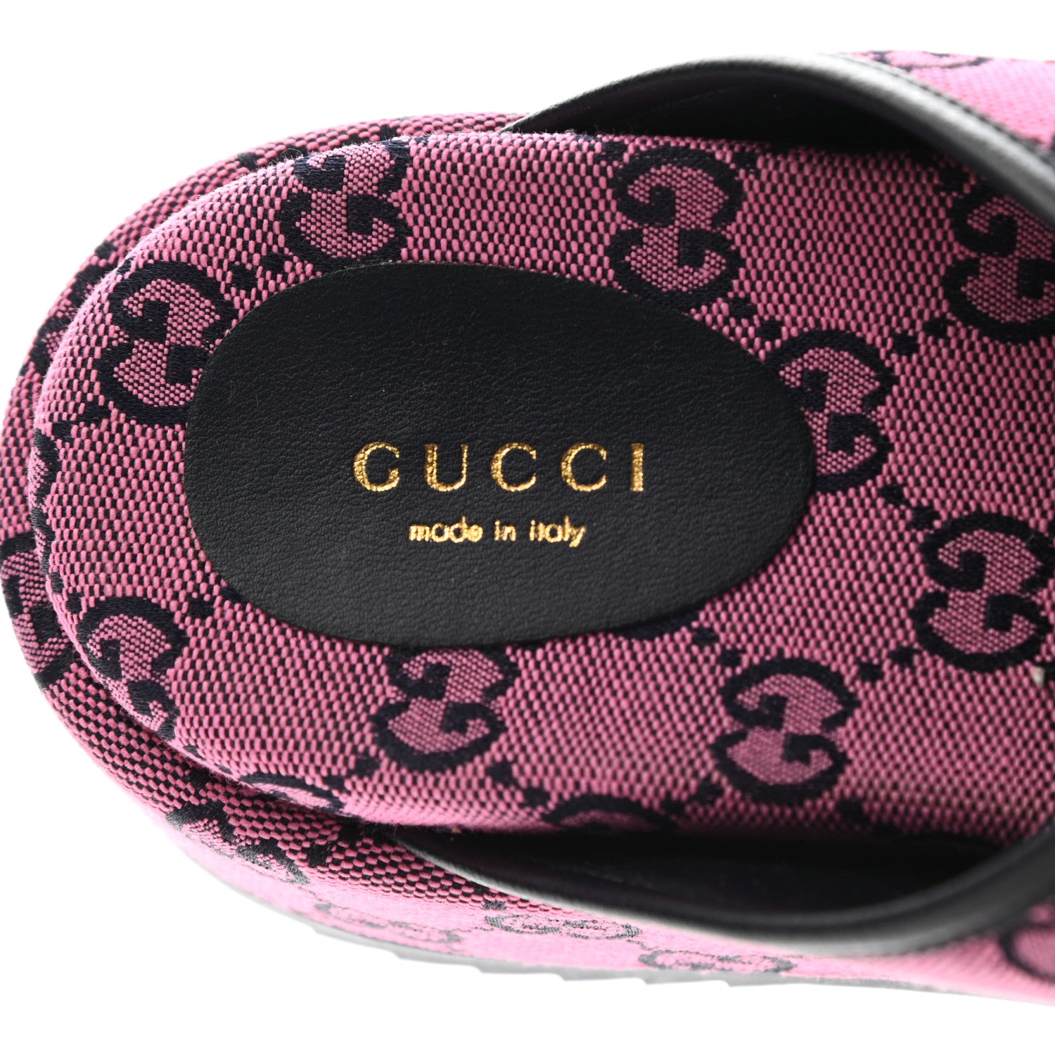 Gucci Monogram Multicolor Criss Cross Platform Slide Sandals 39 Pink Blue 7 of 8
