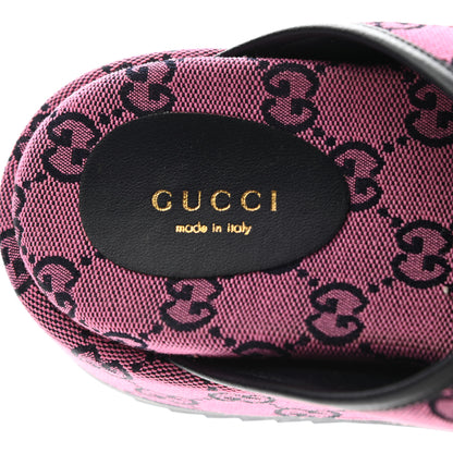 Gucci Monogram Multicolor Criss Cross Platform Slide Sandals 39 Pink Blue 7 of 8