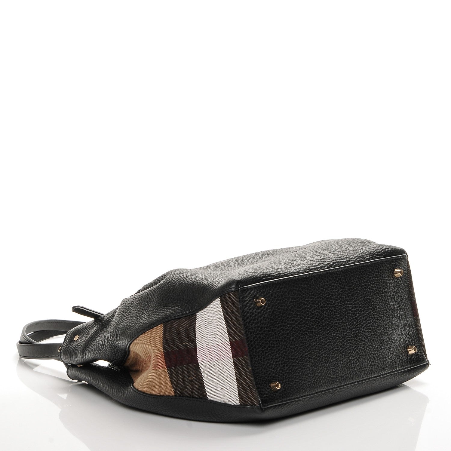 Burberry Grainy Calfskin House Check Medium Maidstone Black 4 of 7