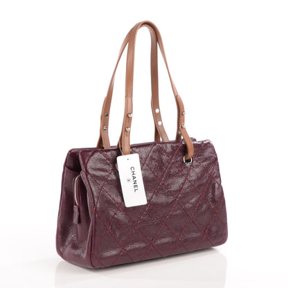 Chanel Glazed Calfskin On the Road Zip Tote Plum 3 of 7