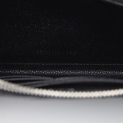 Saint Laurent Grain De Poudre Matelasse Chevron Monogram Zip Around Wallet Black 7 of 8