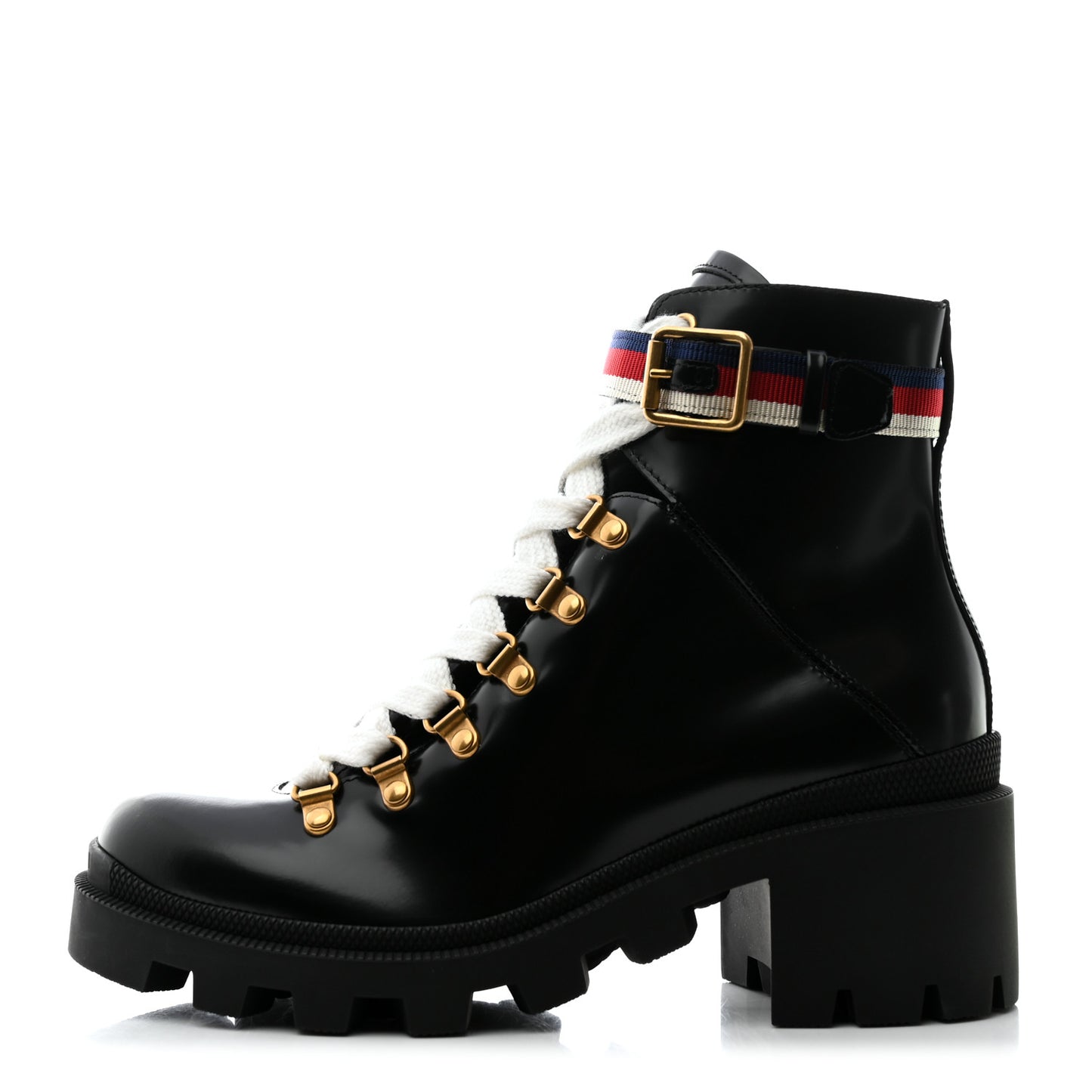 Calfskin Sylvie Web Womens Lace Up Combat Boots 38 Black