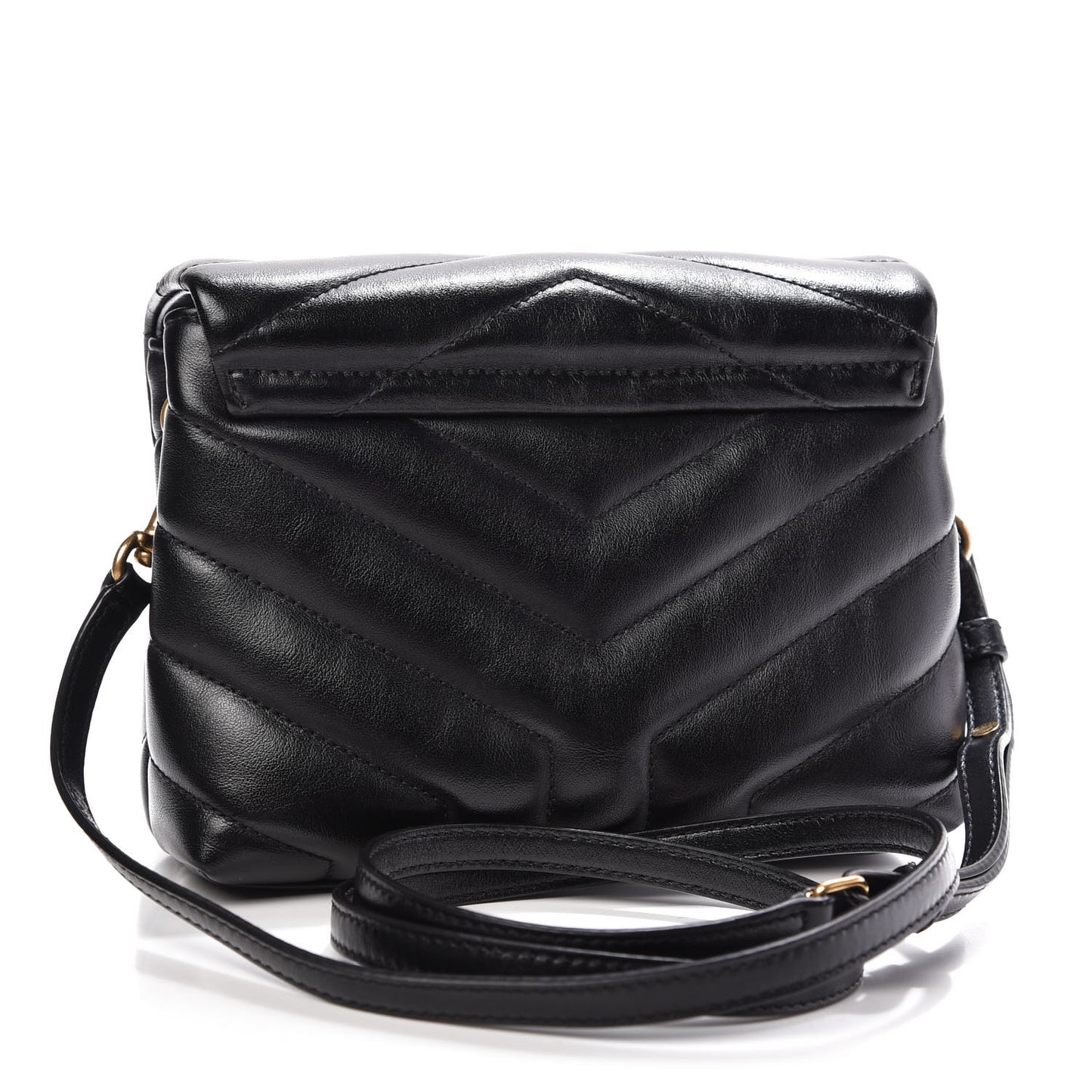 Calfskin Y Quilted Monogram Toy Loulou Crossbody Bag Black