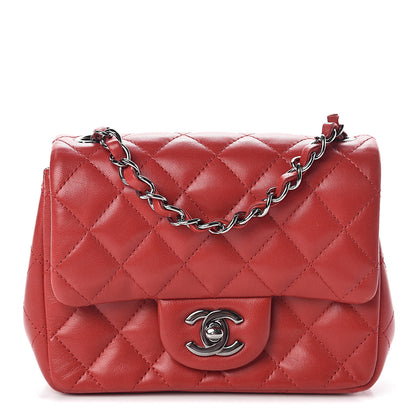 Chanel Lambskin Quilted Mini Square Flap Dark Red 2 of 11