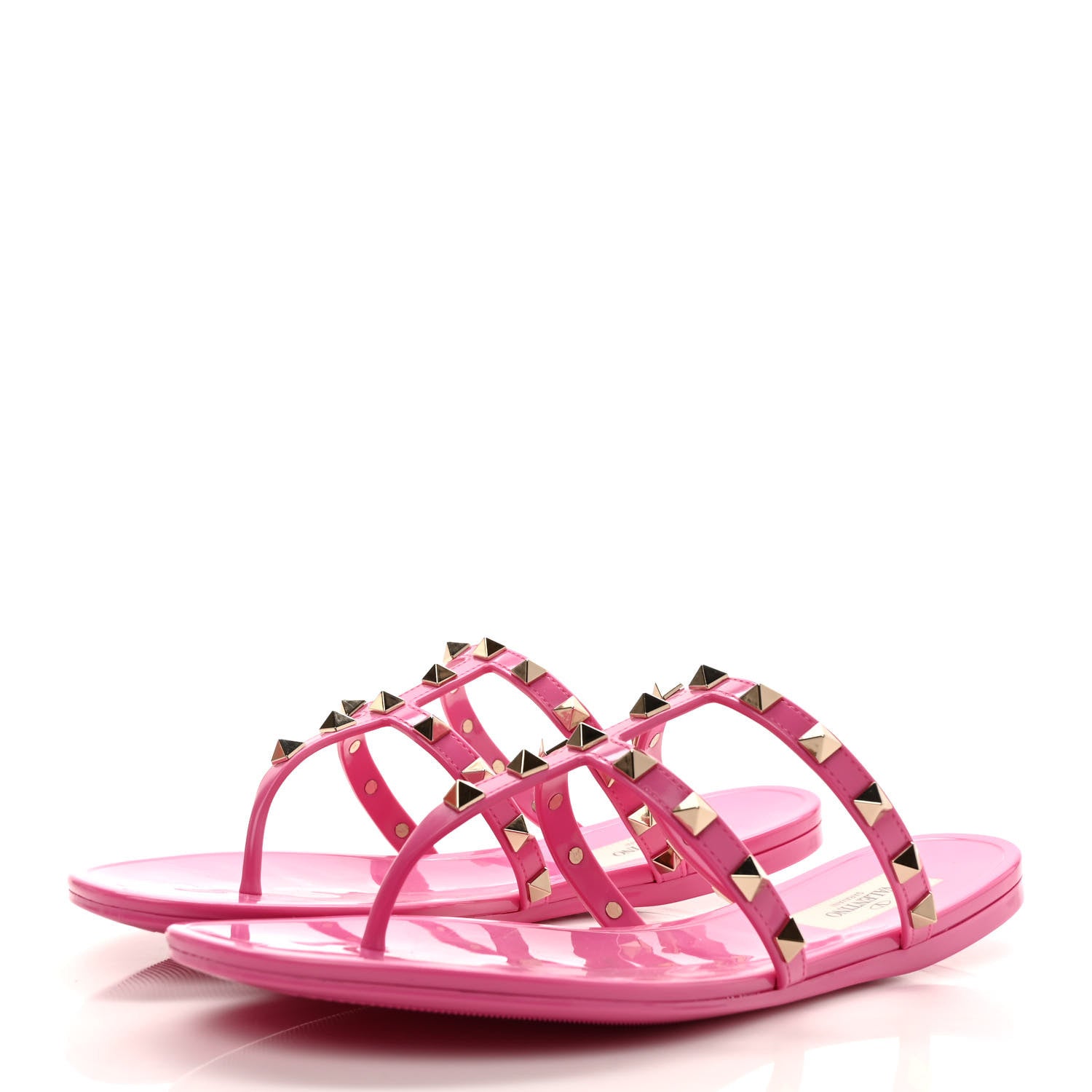 Valentino Garavani PVC Jelly Rockstud Caged Flat Thong Sandals 38 Dawn Pink 3 of 7
