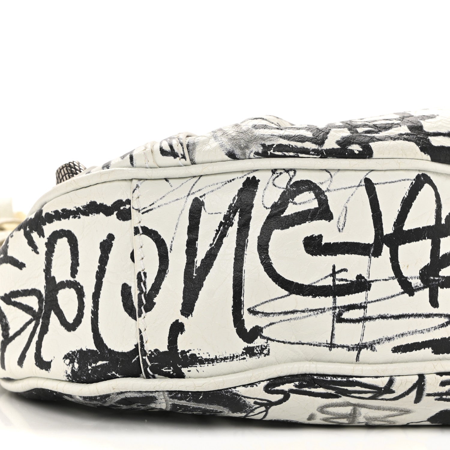Balenciaga Agneau Arena Graffiti Le Cagole Shoulder Bag XS White Black 10 of 15