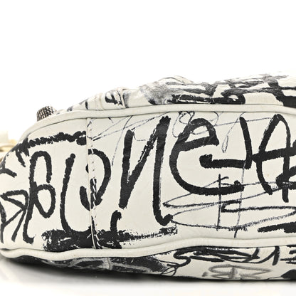 Balenciaga Agneau Arena Graffiti Le Cagole Shoulder Bag XS White Black 10 of 15
