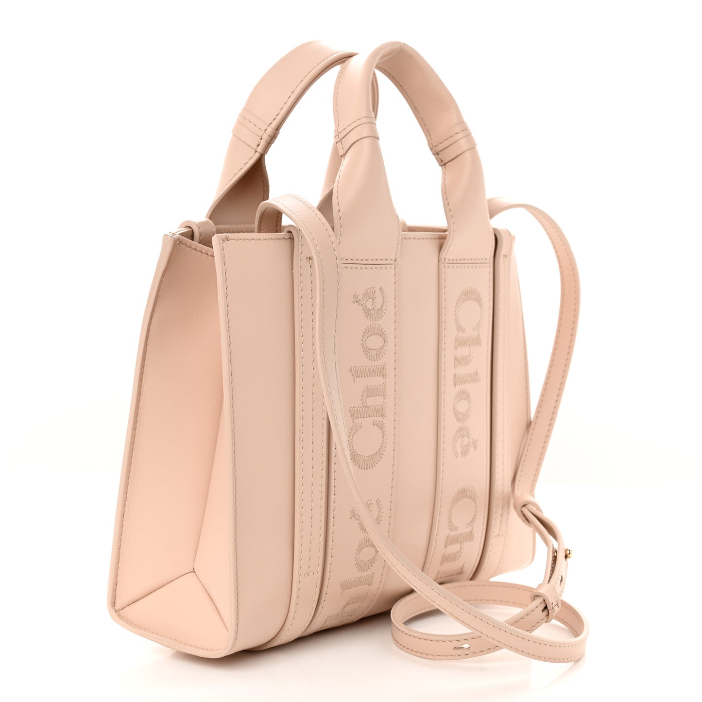 Calfskin Small Woody Tote Cement Pink