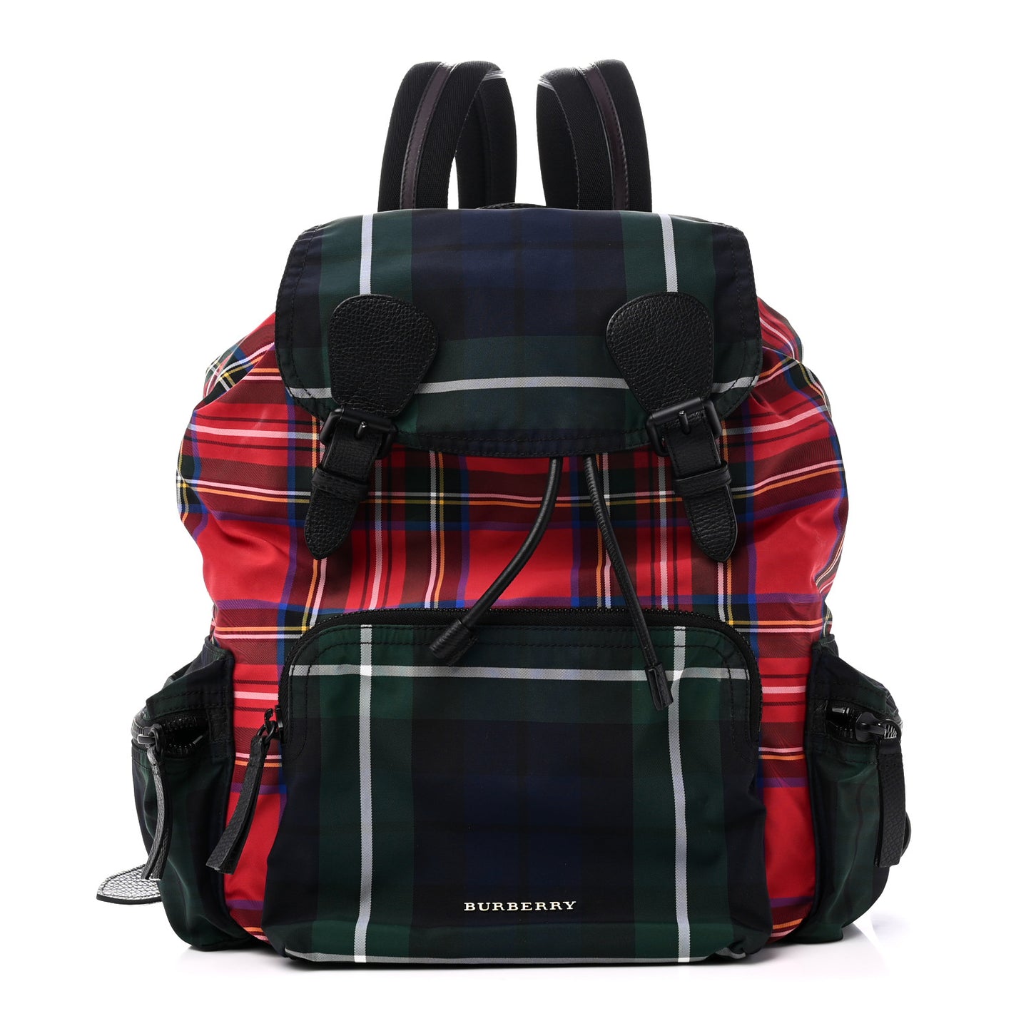 Laminated Tartan Patchwork Medium Rucksack Backpack Military Red