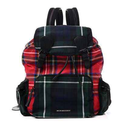 Burberry Laminated Tartan Patchwork Medium Rucksack Backpack Military Red 1 of 9