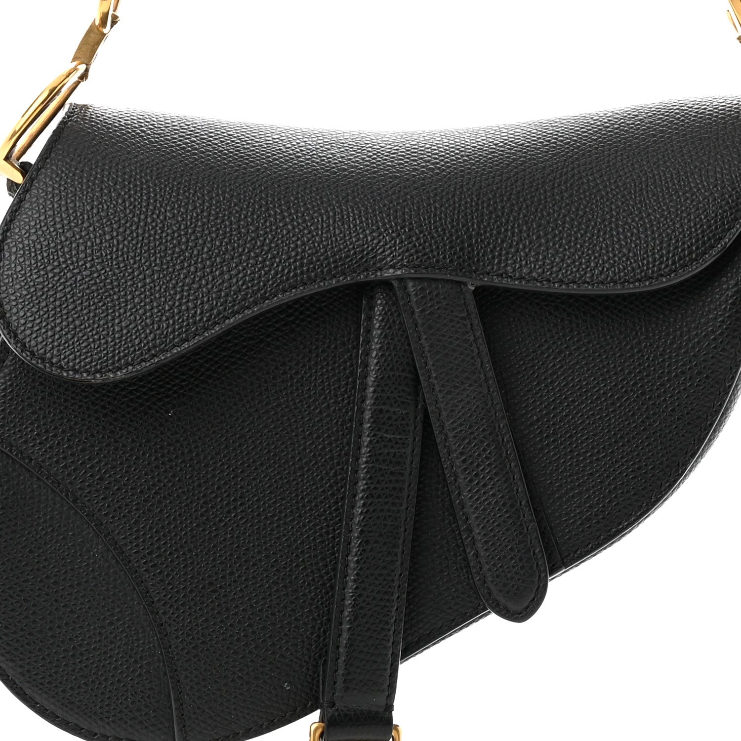 Christian Dior Grained Calfskin Mini Saddle Bag With Strap Black 7 of 10