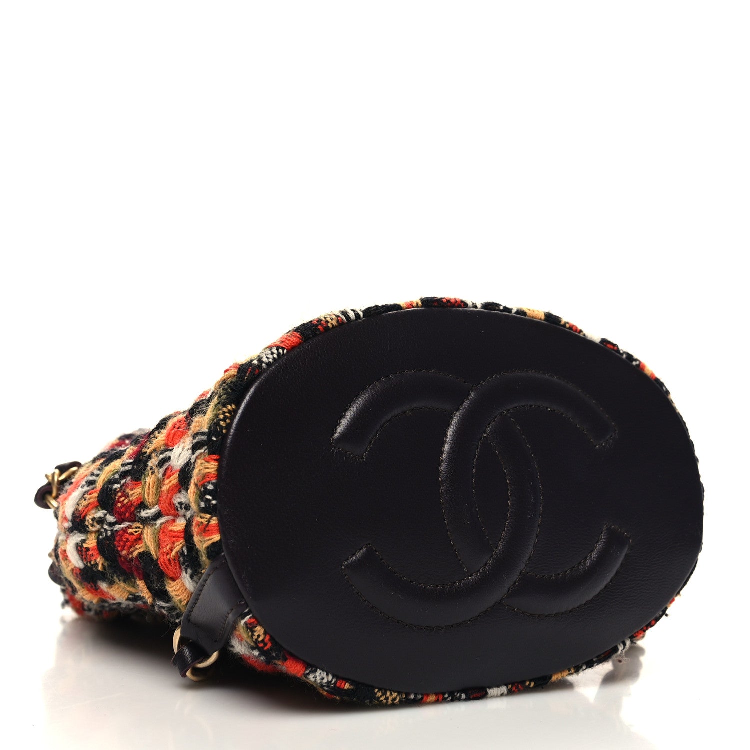 Chanel Tweed Quilted Small CC Chain Bucket Backpack Orange Multicolor 4 of 12