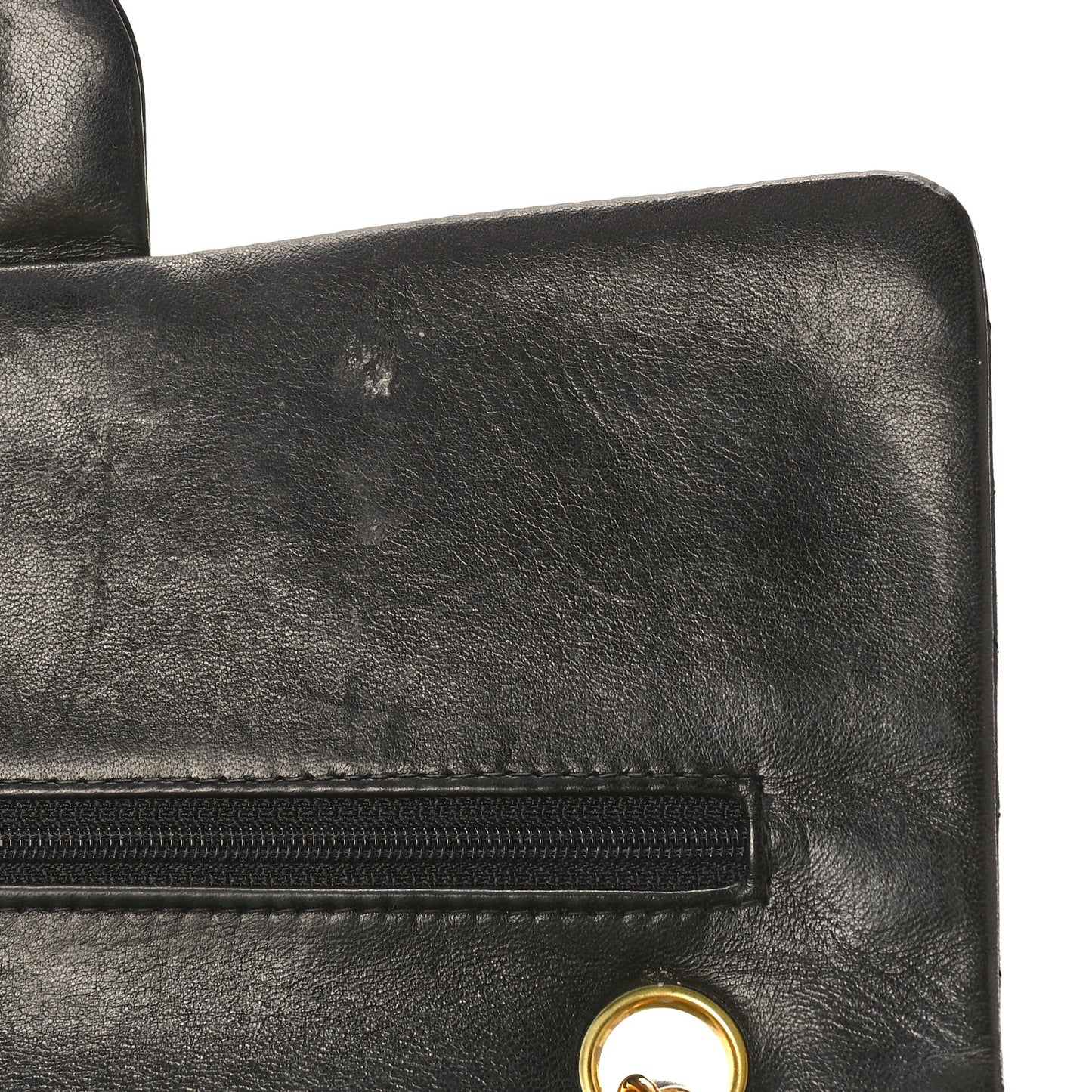 Lambskin Quilted Medium Double Flap Black