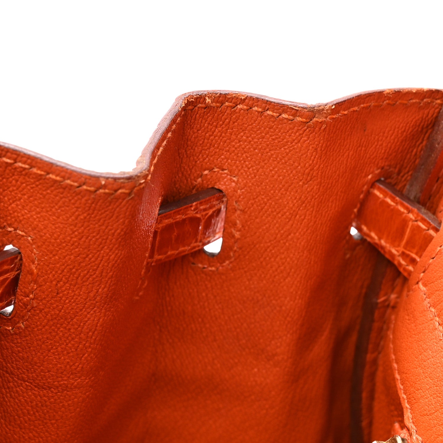 Hermes Shiny Niloticus Crocodile Birkin 25 Orange 13 of 19