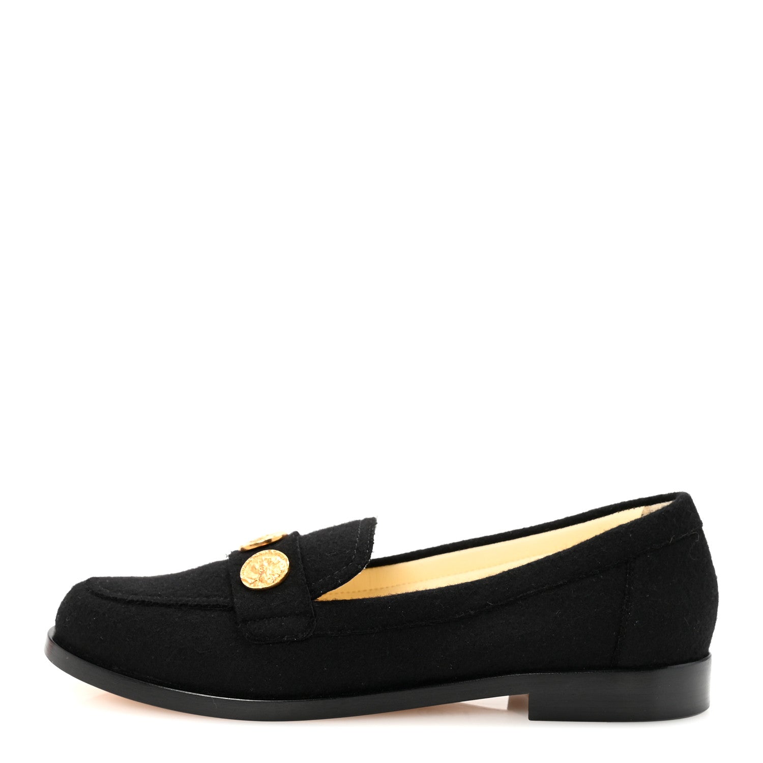 Chanel Tweed Medallion Loafers 40 Black 1 of 9